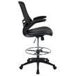 Pemberly Row Modern Mid Back Mesh Leather Drafting Chair in Black
