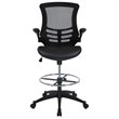 Pemberly Row Modern Mid Back Mesh Leather Drafting Chair in Black