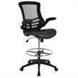 Pemberly Row Modern Mid Back Mesh Leather Drafting Chair in Black