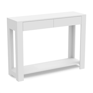 Pemberly Row Modern 40&quotL 2-Drawers 1-Shelf Console Table in White