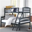 Pemberly Row Living Traditional Wood Twin Over Full Bunk Bed in Gray