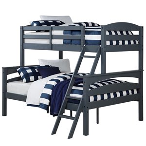 Pemberly Row Living Traditional Wood Twin Over Full Bunk Bed in Gray