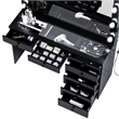 Pemberly Row 7-Drawer Modern Wood Built-In Lights Makeup Desk in Black
