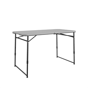 Pemberly Row 4 ft. Fold-in-Half Portable Utility Table Indoor/Outdoor in Gray