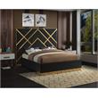 Pemberly Row Contemporary Rich Velvet King Bed in Black Finish
