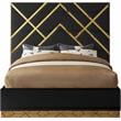 Pemberly Row Contemporary Rich Velvet King Bed in Black Finish