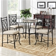 Pemberly Row Transitional Glass Top Metal 5 Piece Dinette in Black