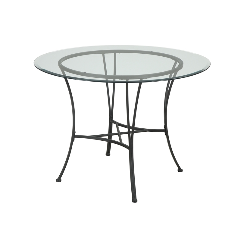 Pemberly Row Transitional Glass Top Metal 5 Piece Dinette in Black