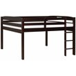 Pemberly Row Solid Wood Low Loft Bed Frame Full in Cappuccino