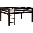 Pemberly Row Solid Wood Low Loft Bed Frame Full in Cappuccino