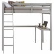 Pemberly Row Solid Pine Wood High Loft Bed Twin with Desk in Gray