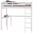 Pemberly Row Solid Pine Wood High Loft Bed Twin with Desk in White
