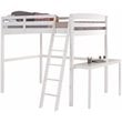 Pemberly Row Solid Pine Wood High Loft Bed Twin with Desk in White