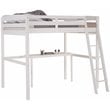 Pemberly Row Solid Pine Wood High Loft Bed Twin with Desk in White