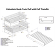 Pemberly Row Twin over Full Solid Wood Bunk Bed with Trundle in Walnut