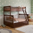 Pemberly Row Twin over Full Solid Wood Bunk Bed with Trundle in Walnut