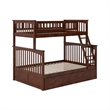 Pemberly Row Twin over Full Solid Wood Bunk Bed with Trundle in Walnut