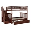 Pemberly Row Full over Full Solid Wood Bunk Bed with Trundle in Walnut