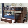 Pemberly Row Full over Full Solid Wood Bunk Bed with Trundle in Walnut