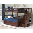 Pemberly Row Full over Full Solid Wood Bunk Bed with Trundle in Walnut