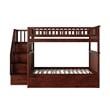 Pemberly Row Full over Full Solid Wood Bunk Bed with Trundle in Walnut