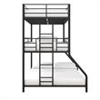 Pemberly Row Metal Triple Bunk Bed Bed for Kids Twin/Twin/Full in Black