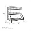 Pemberly Row Metal Triple Bunk Bed Bed for Kids Twin/Twin/Full in Black