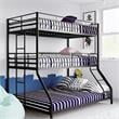 Pemberly Row Metal Triple Bunk Bed Bed for Kids Twin/Twin/Full in Black