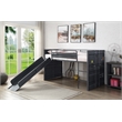 Pemberly Row Cargo Twin Metal Loft Bed with Slide and Slat System in Gunmetal
