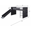Pemberly Row Cargo Twin Metal Loft Bed with Slide and Slat System in Gunmetal