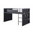Pemberly Row Cargo Twin Metal Loft Bed with Slide and Slat System in Gunmetal