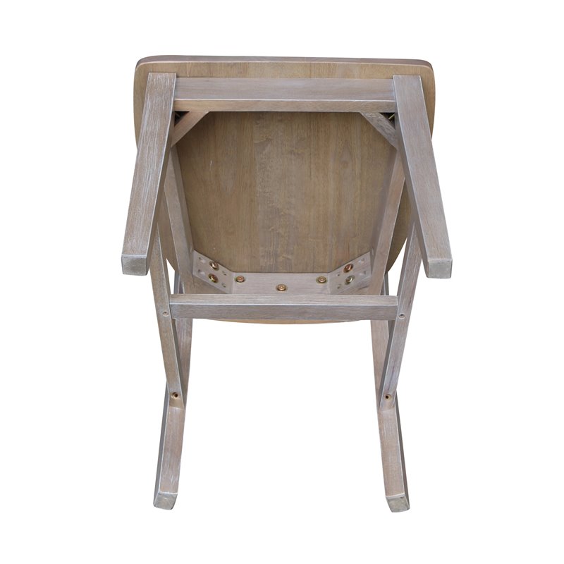 Pemberly Row Set of Two Solid Wood Splatback Chairs in Washed Gray Taupe