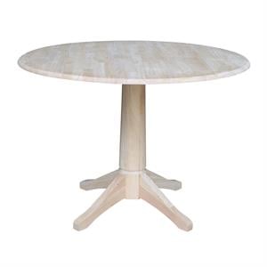 Pemberly Row 42&quot Round Solid Wood Dual Drop Leaf Pedestal Table - Unfinished