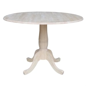 Pemberly Row 42&quot Round Solid Wood Dual Drop Leaf Pedestal Table - Unfinished