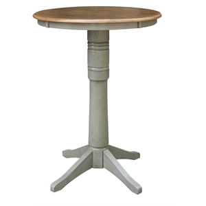 Pemberly Row 30&quot Round Solid Wood Distressed Hickory/Stone Table-Counter Height