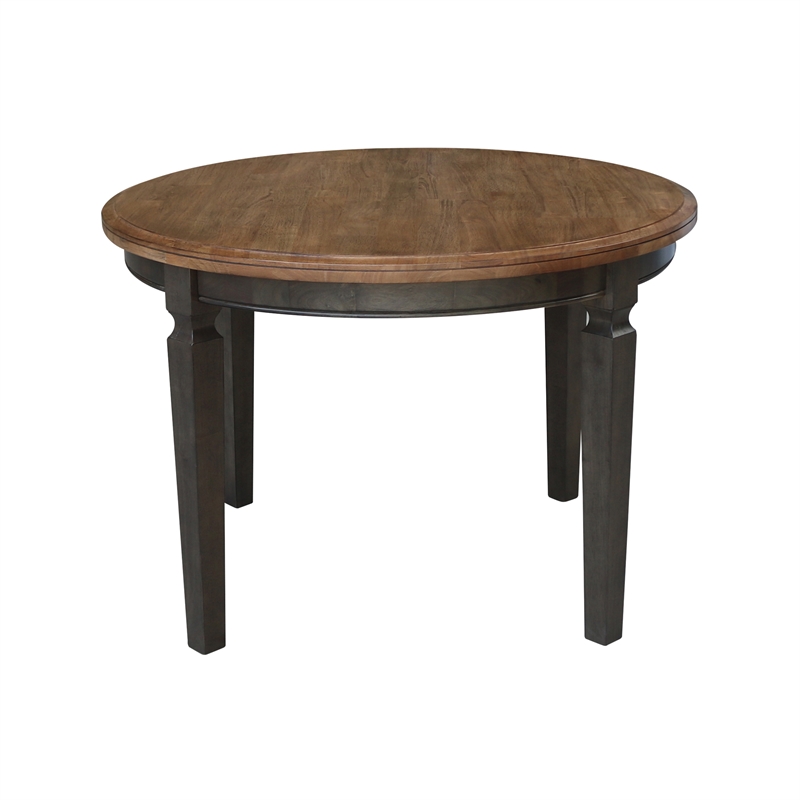 Pemberly Row 44 x 44 in Round Top Solid Wood Dining Table in Hickory/Washed Coal