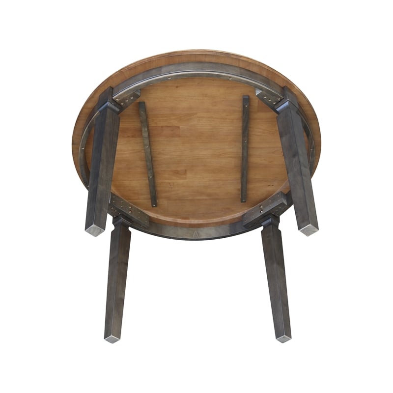 Pemberly Row 44 x 44 in Round Top Solid Wood Dining Table in Hickory/Washed Coal