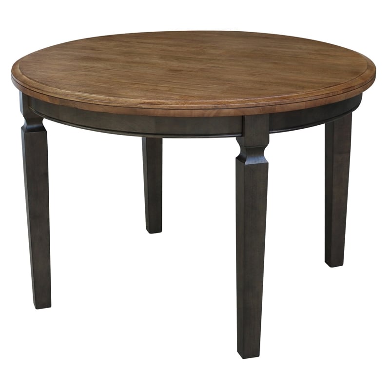 Pemberly Row 44 x 44 in Round Top Solid Wood Dining Table in Hickory/Washed Coal