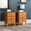 Pemberly Row Solid Wood 3-Drawer Bedroom Nightstand in Caramel (Set of 2)