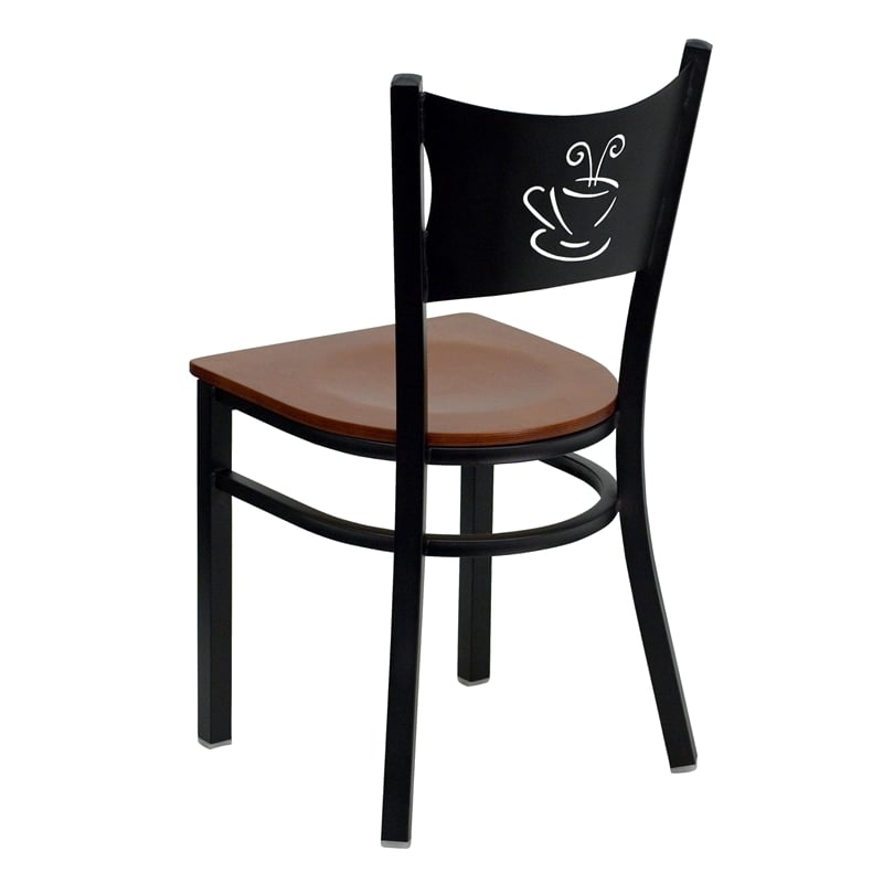 Pemberly Row Modern / Contemporary Black Back Metal Dining Chair in Cherry