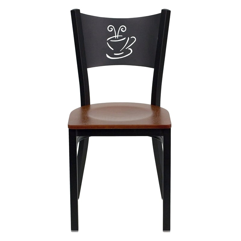 Pemberly Row Modern / Contemporary Black Back Metal Dining Chair in Cherry