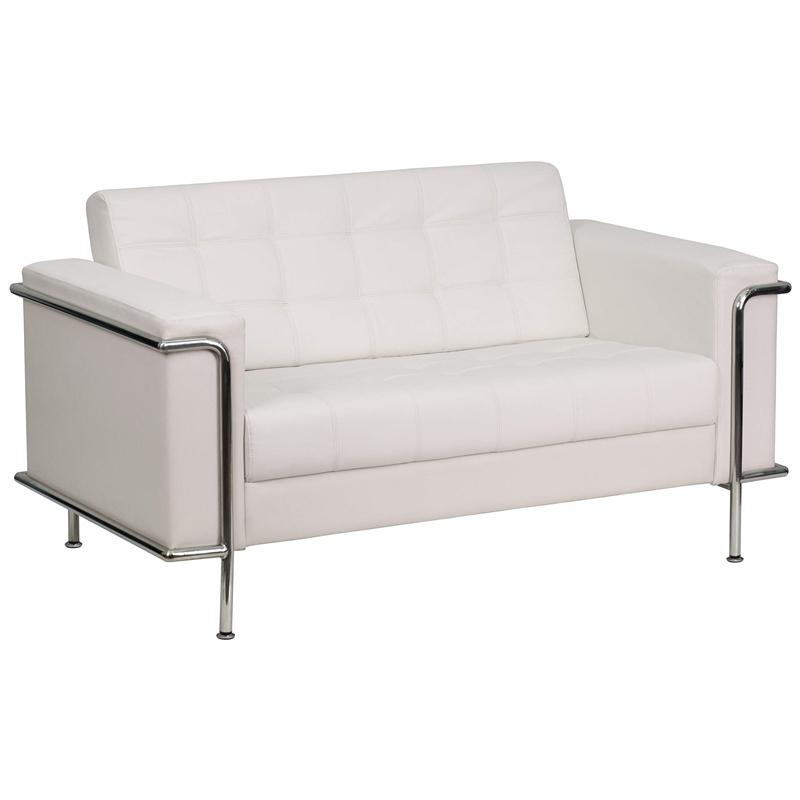 Pemberly Row Modern Hercules Lesley Series Love Seat in White
