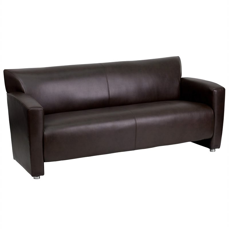 Pemberly Row Modern / Contemporary Majesty Leather Sofa in Brown