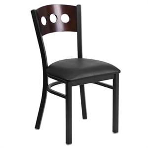 Pemberly Row Modern Upholstered Dining Chair in Walnut and Black