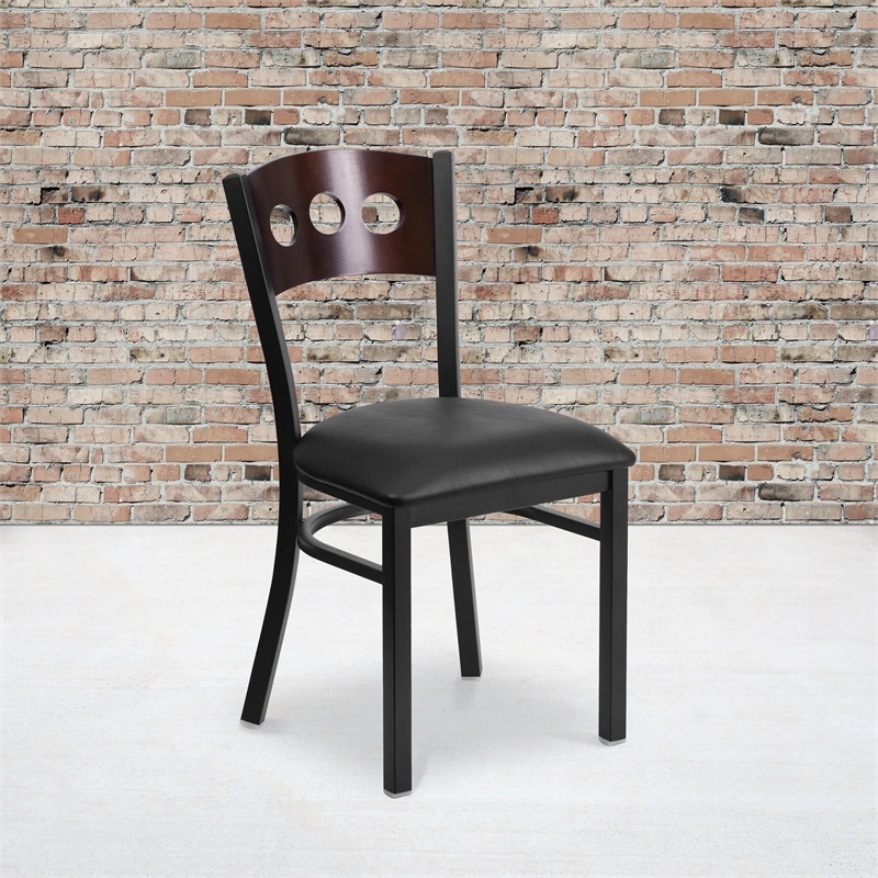 Pemberly Row Modern Upholstered Dining Chair in Walnut and Black