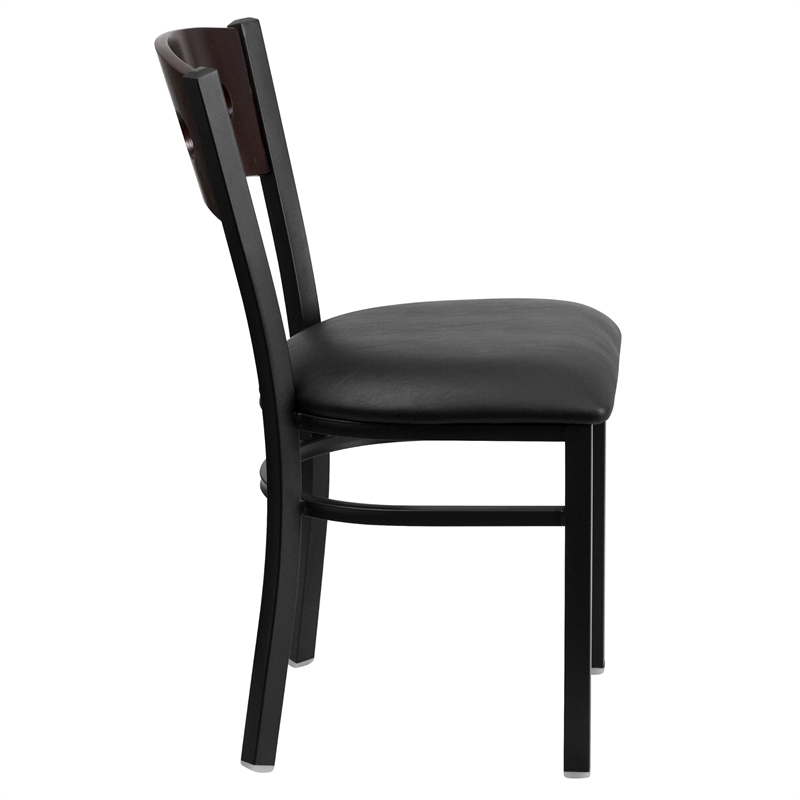Pemberly Row Modern Upholstered Dining Chair in Walnut and Black