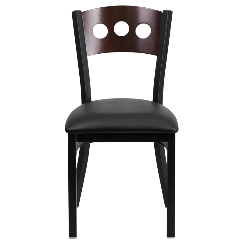 Pemberly Row Modern Upholstered Dining Chair in Walnut and Black