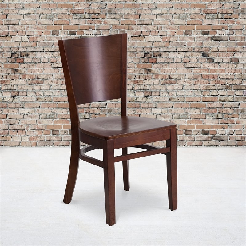 Pemberly Row Modern / Contemporary Restaurant Dining Chair in Walnut