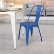 Pemberly Row Modern Metal Stackable Dining Side Chair in Blue