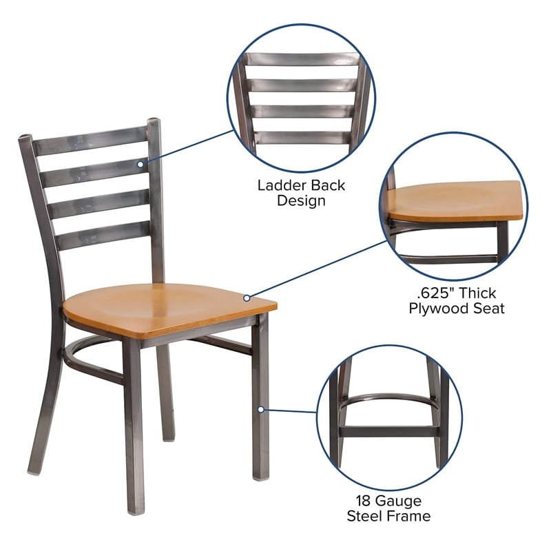 Pemberly Row Modern / Contemporary Ladder Back Restaurant Chair in Natural